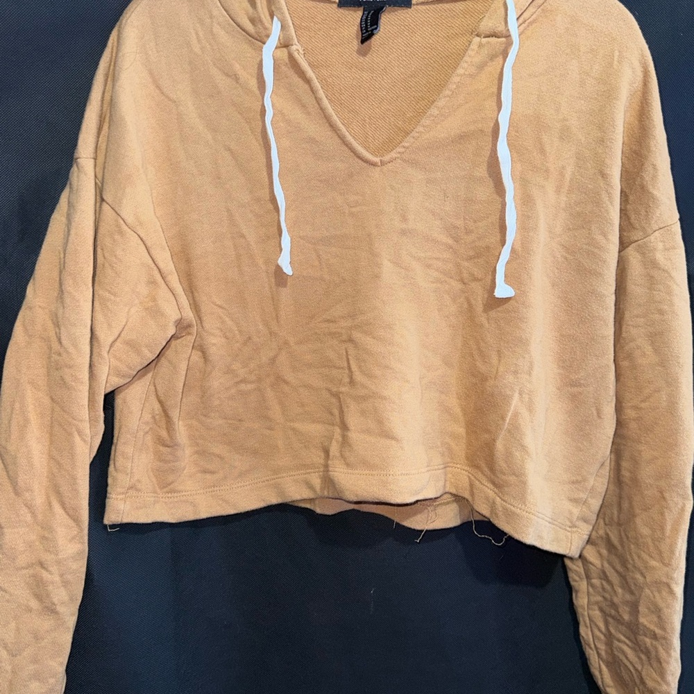 Forever 21 Tan Cropped Hoodie